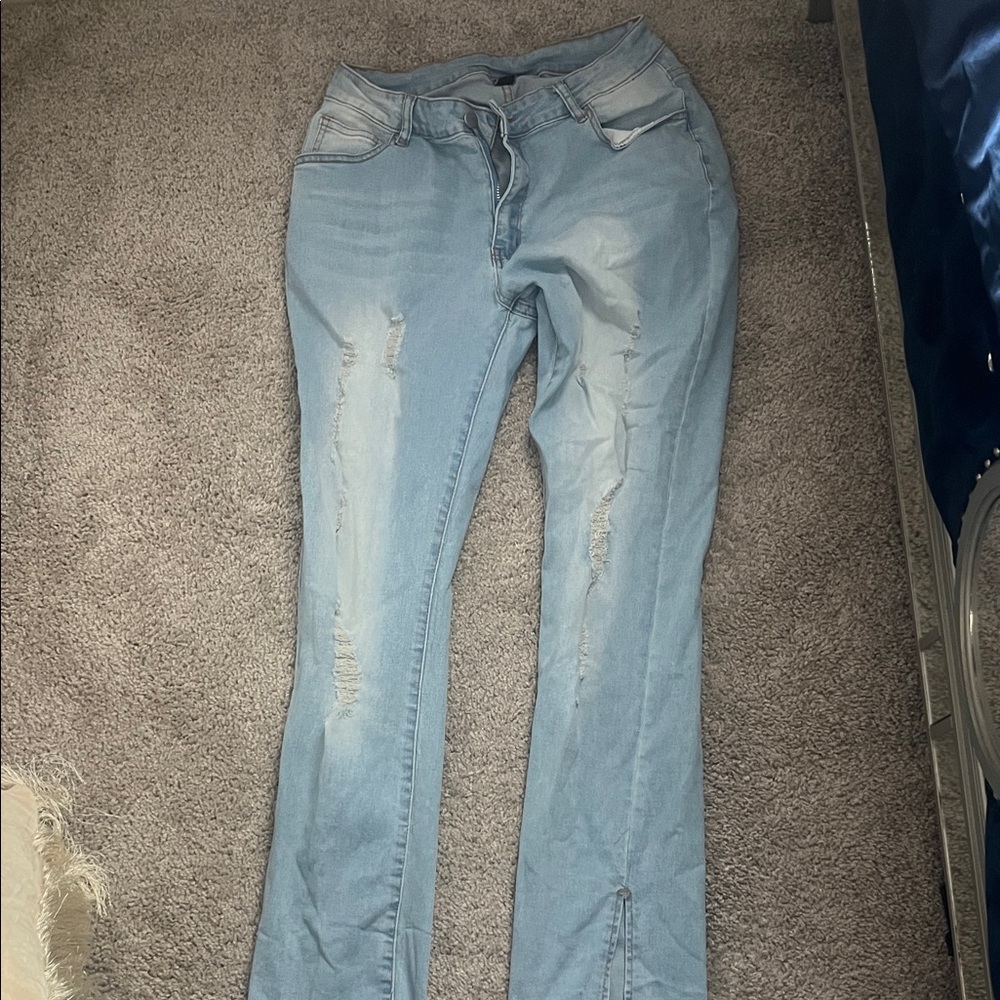 Light Blue Distressed Women Jeans